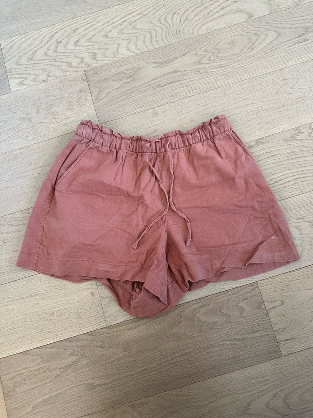 GAP Rust Drawstring Linen-Blend Athletic Shorts